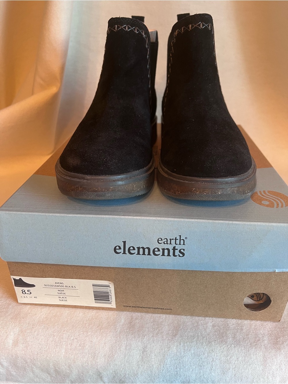 Earth Black Suede Chelsea Booties